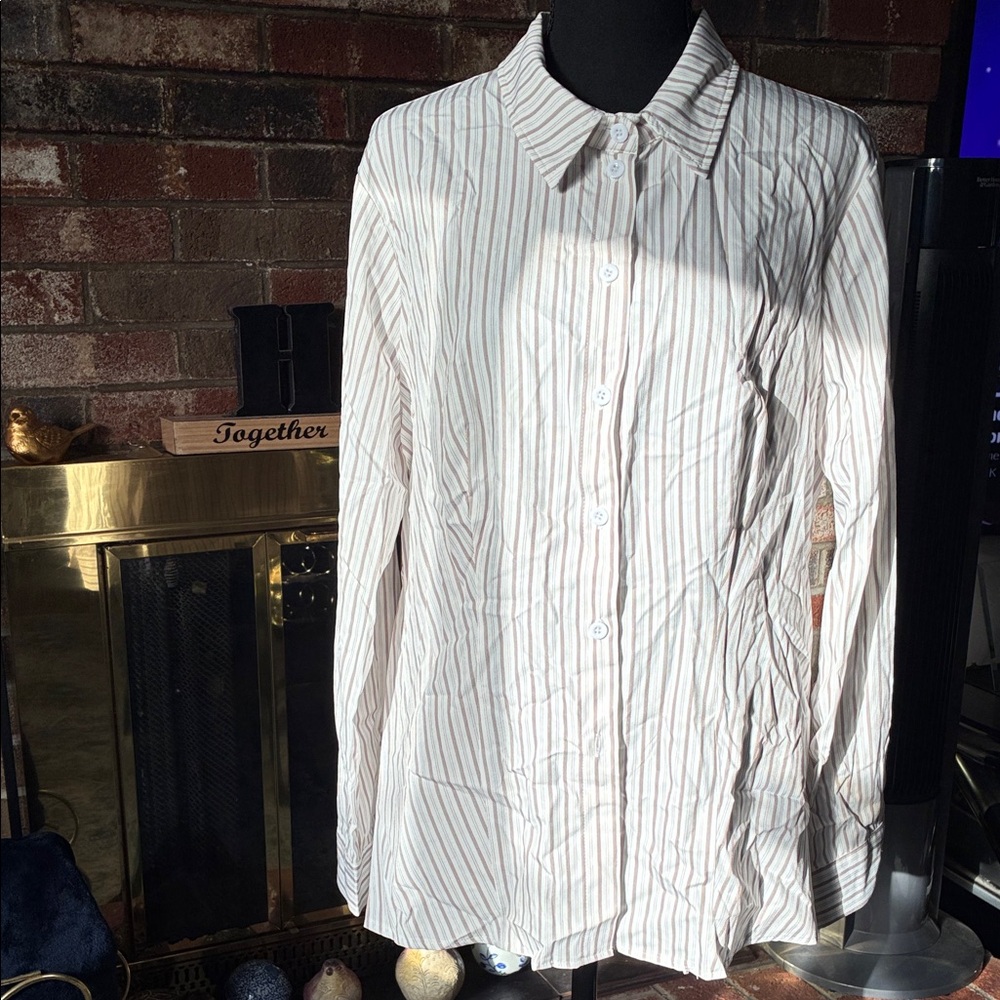 Striped White and Brown  Shirt # B